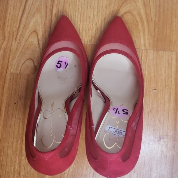 Red suade pumps - Picture 3 of 3